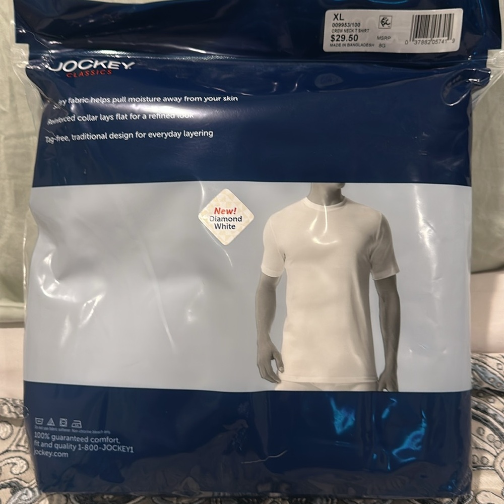 Jockey Classics White Crew Neck T-Shirts Men’s XL 3 Pack - Picture 2 of 4